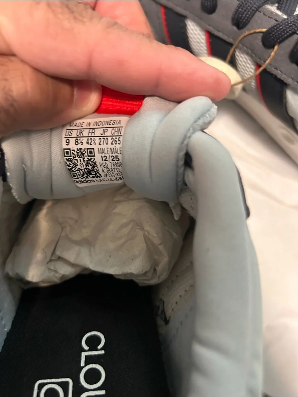adidas Gray and Red Cloudfoam Comfort Running Shoes